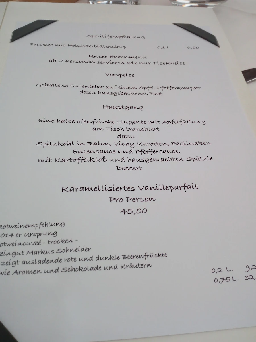 Speisekarte, Restaurant Brechtmann in Scharbeutz-Schürsdorf