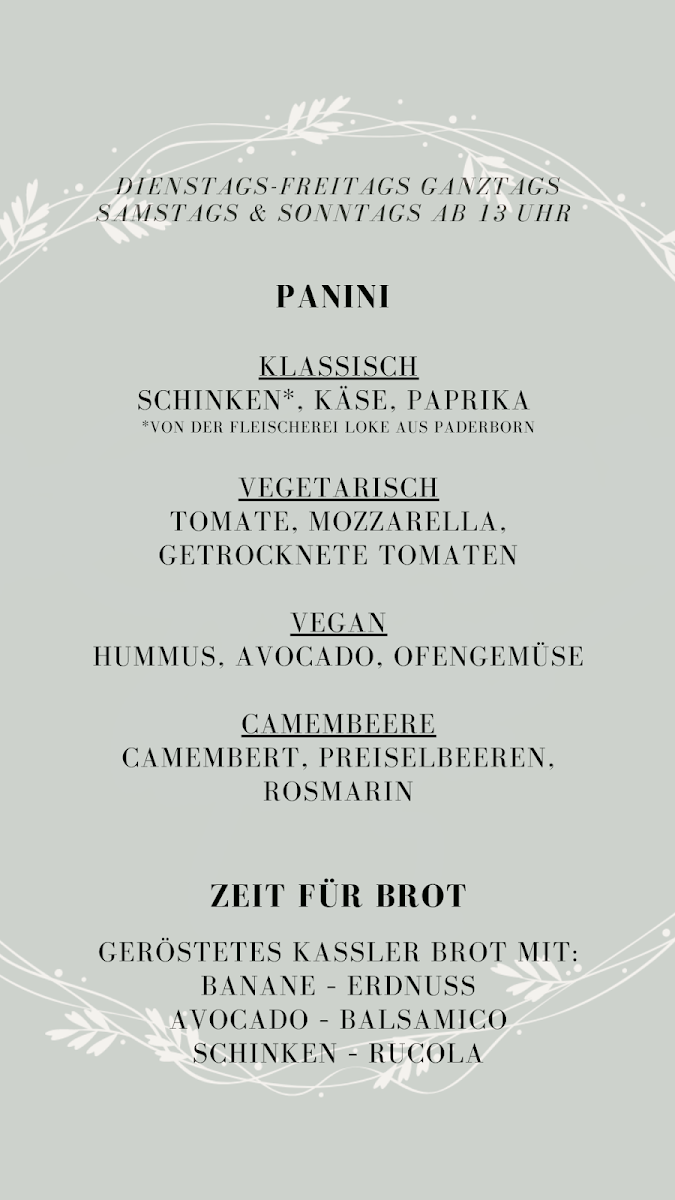 Speisekarte, Fachwerk Café