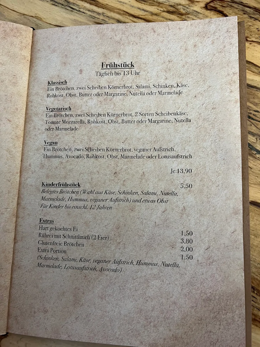 Speisekarte, Fachwerk Café