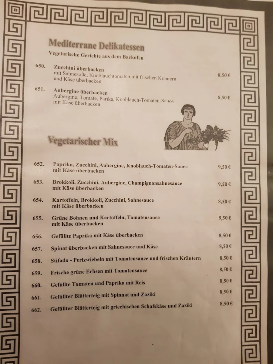 Speisekarte, Restaurant DIONYSOS