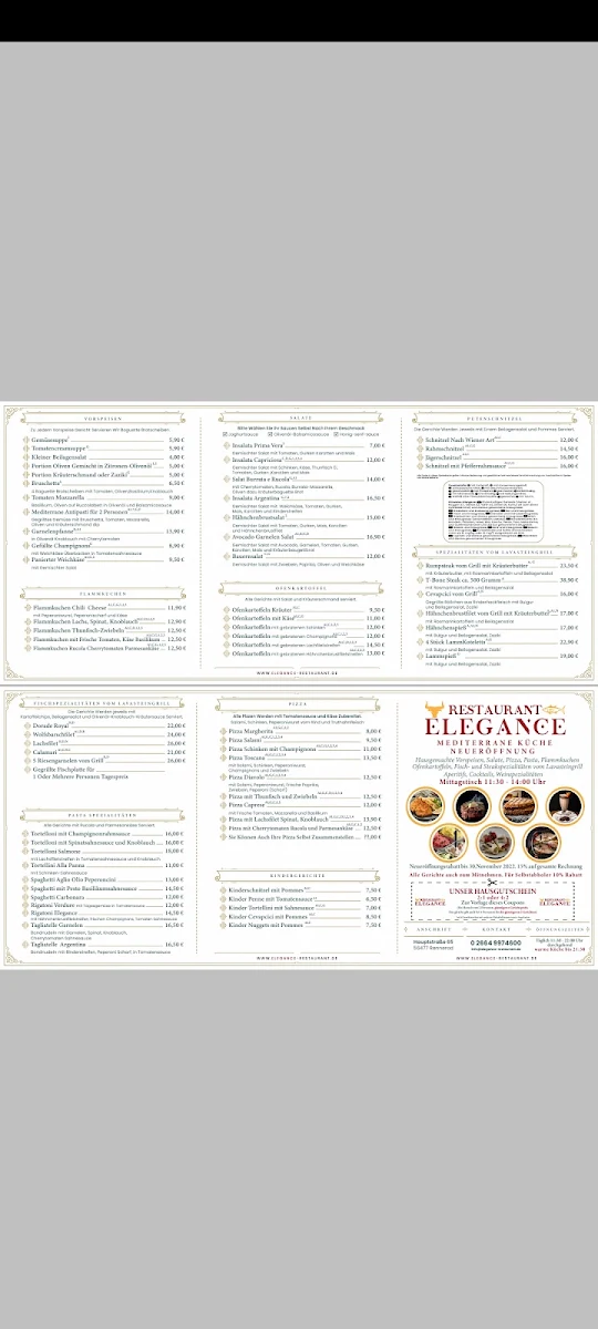 Speisekarte, Restaurant Elegance