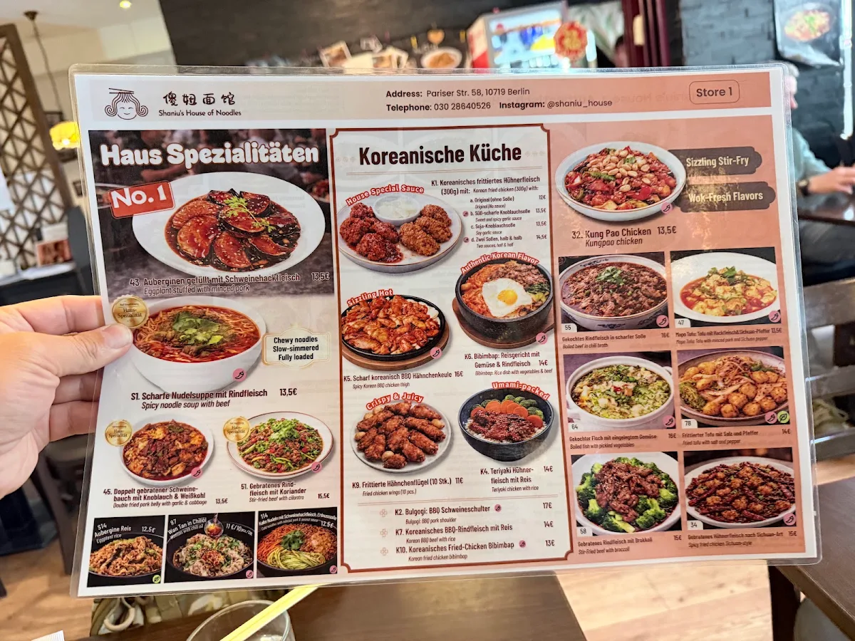 Speisekarte, Shaniu’s House of Noodles