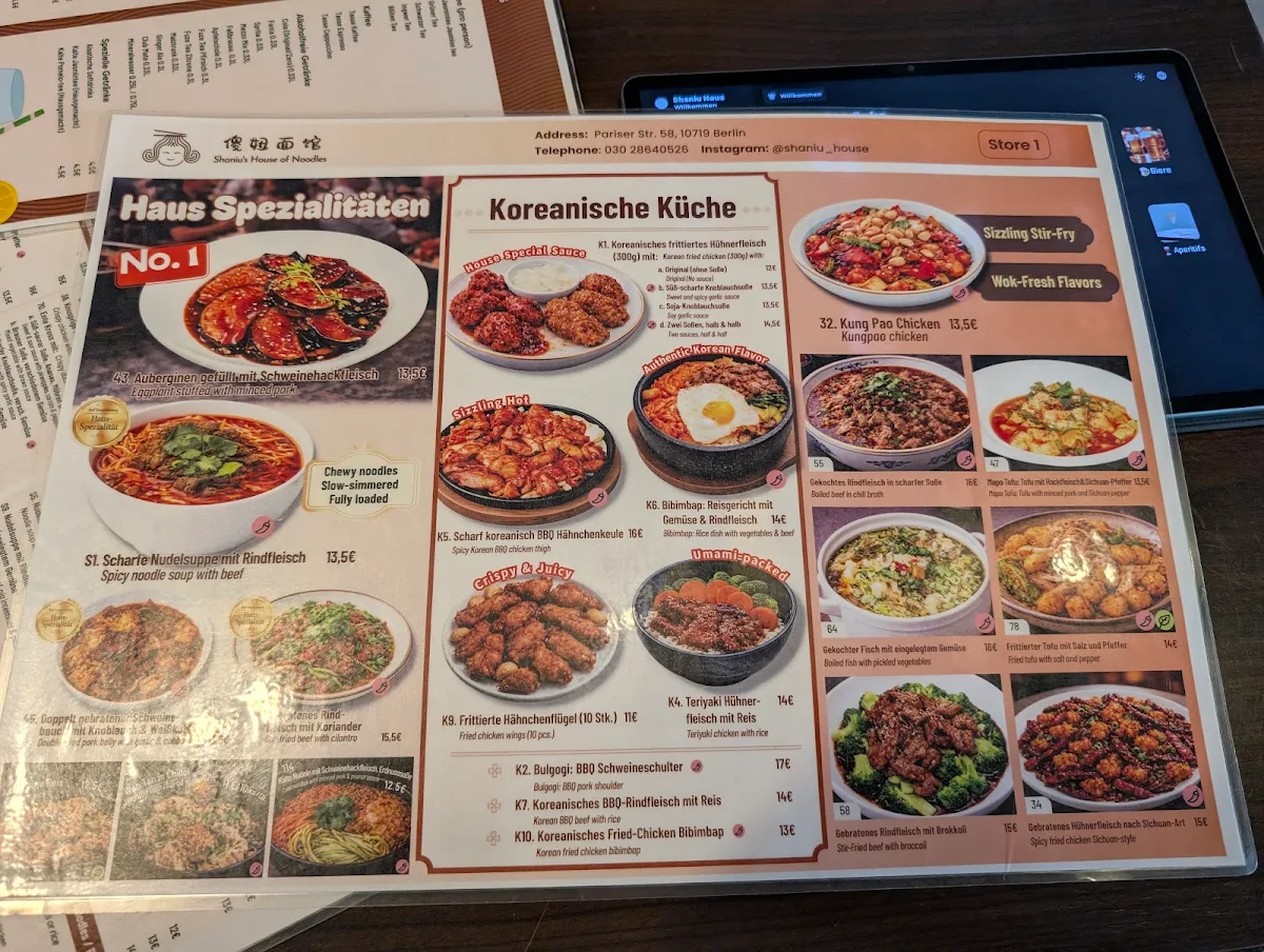 Speisekarte, Shaniu’s House of Noodles