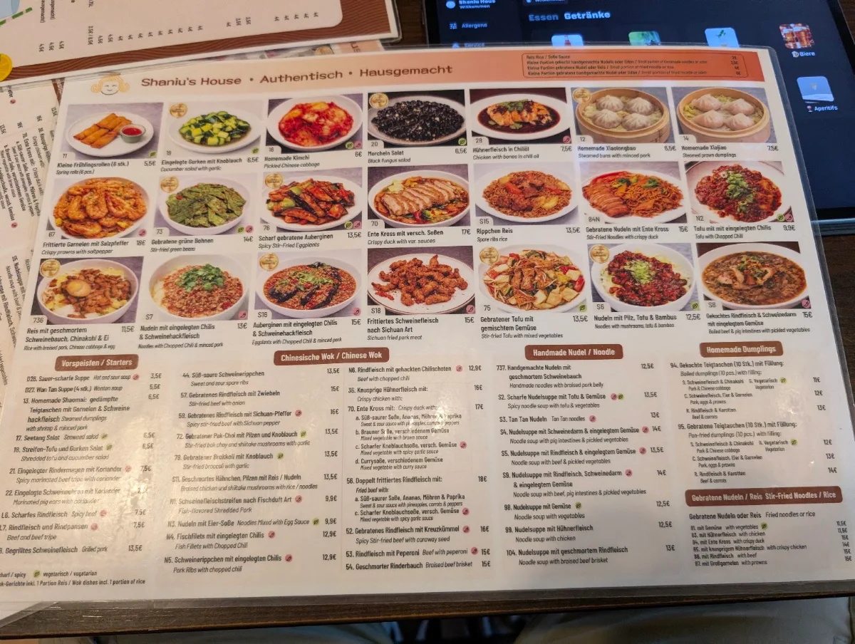 Speisekarte, Shaniu’s House of Noodles