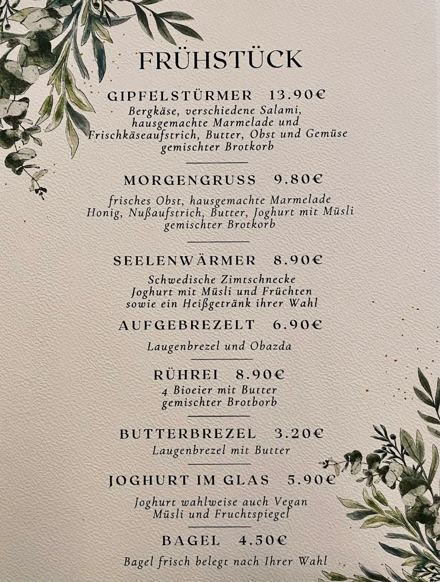Speisekarte, Blumen-Café LaFleur