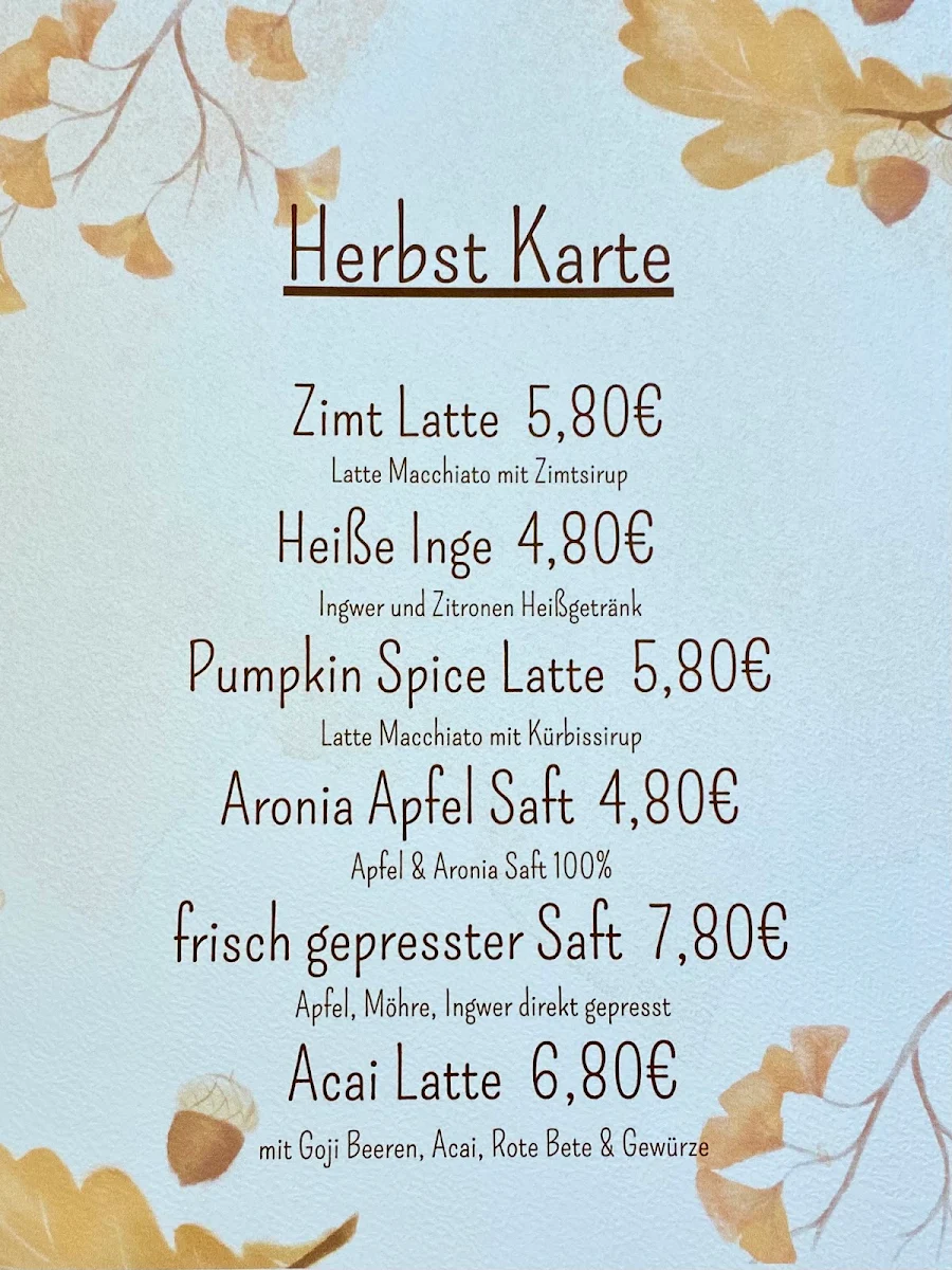 Speisekarte, Blumen-Café LaFleur