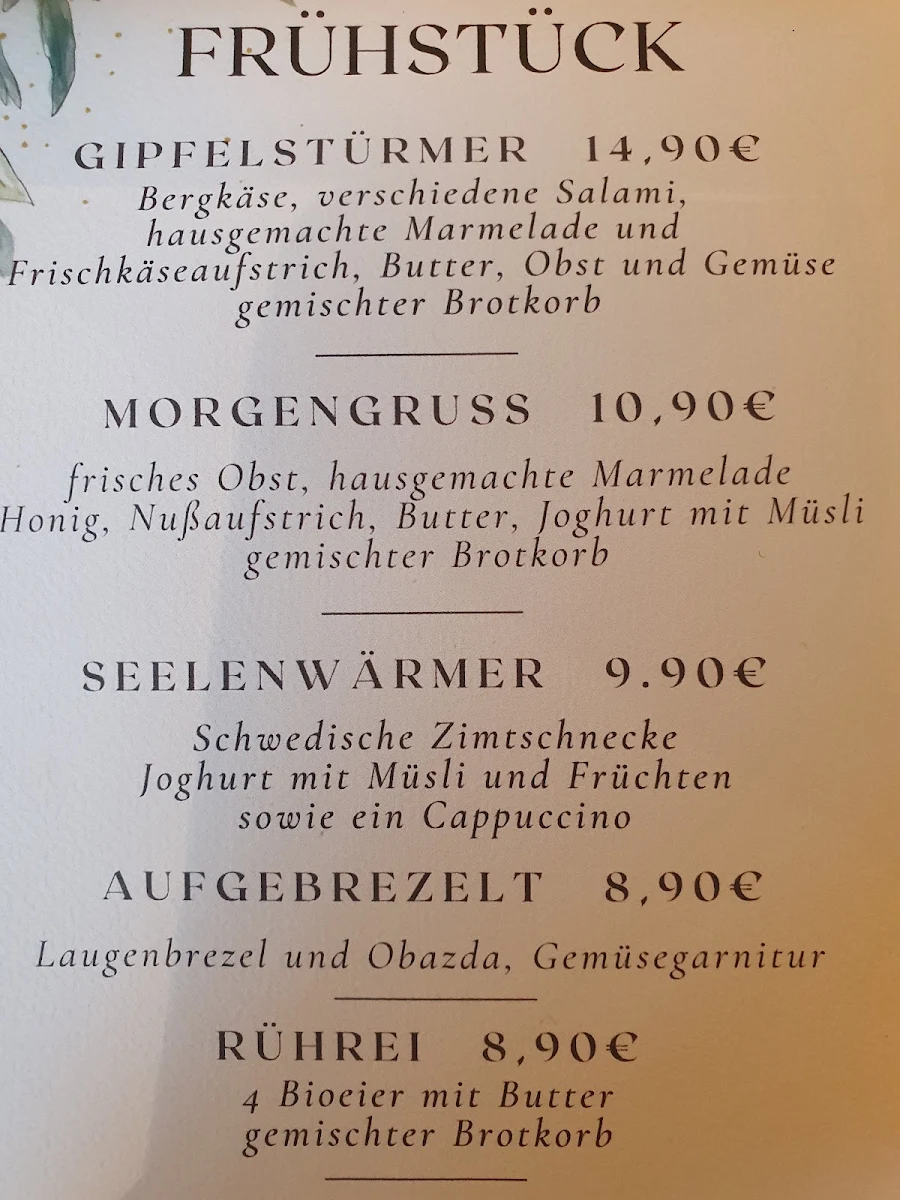 Speisekarte, Blumen-Café LaFleur