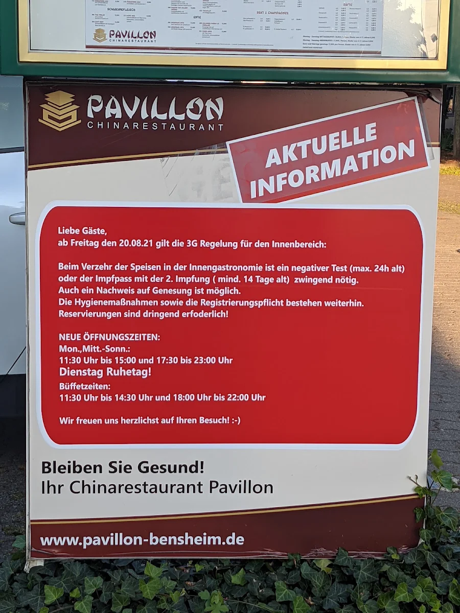 Speisekarte, Chinarestaurant Pavillon