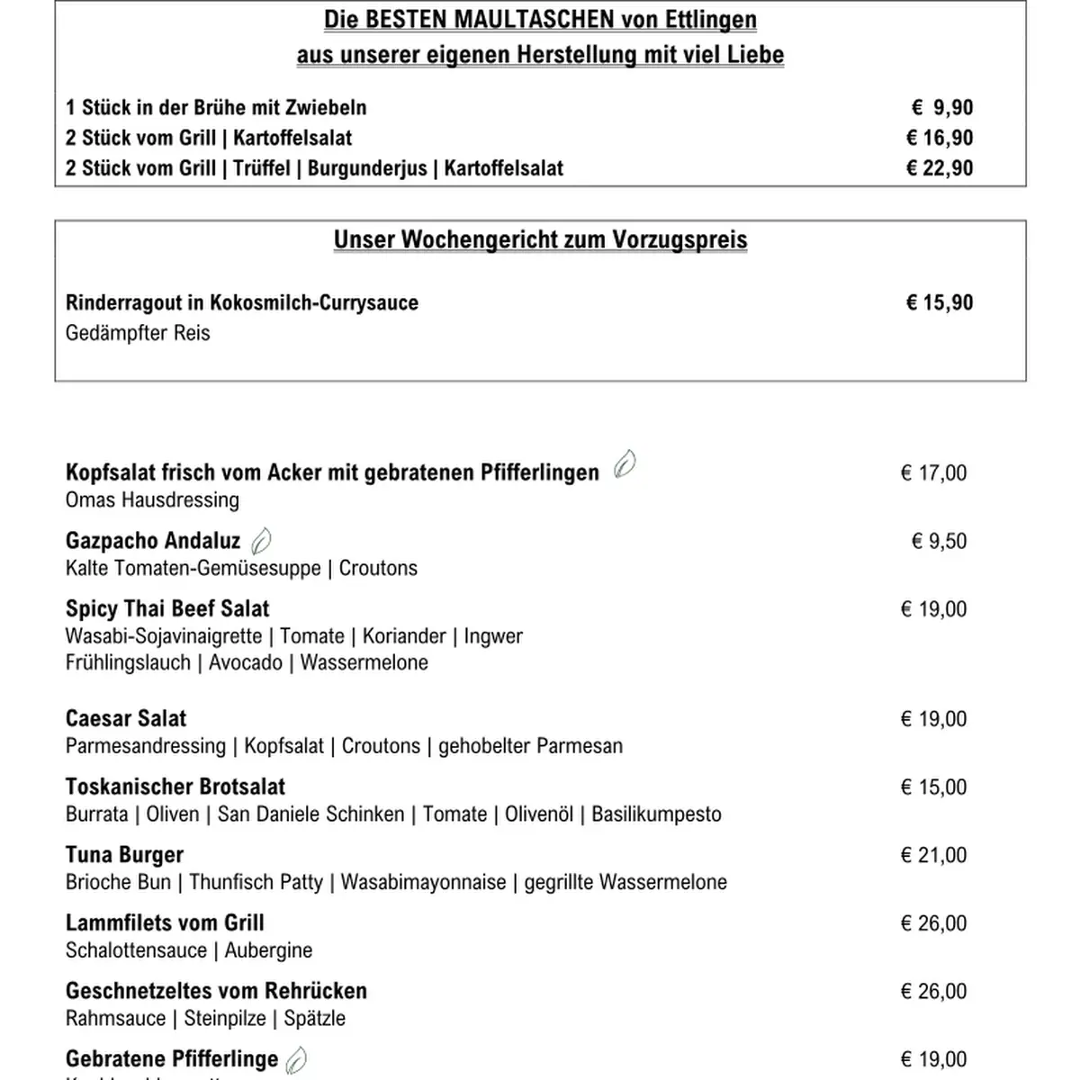 Speisekarte photo 1