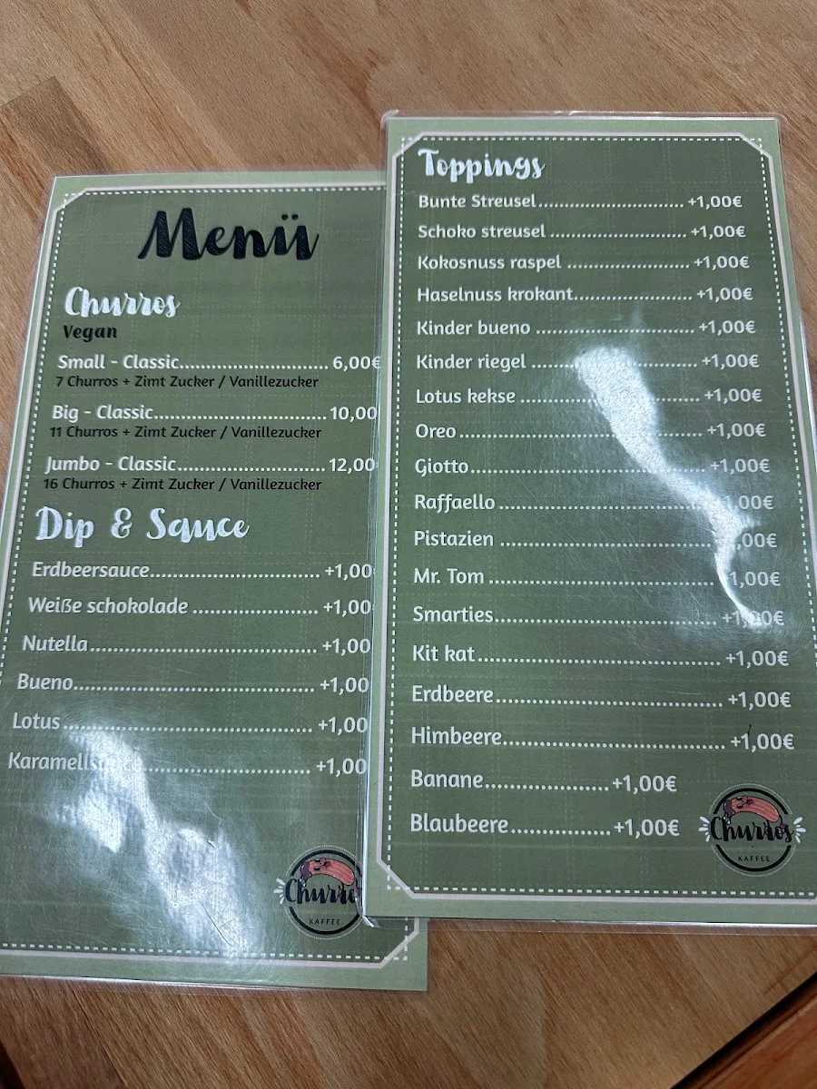Speisekarte, Churros Coffee