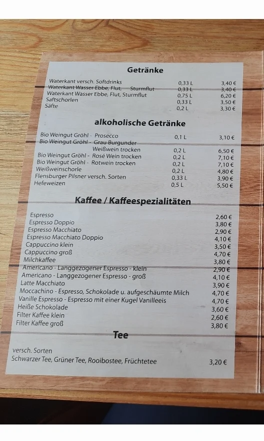 Speisekarte, Café Riebe