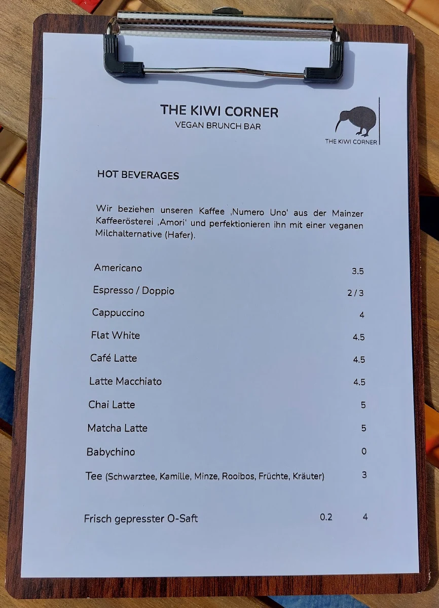 Speisekarte, The Kiwi Corner