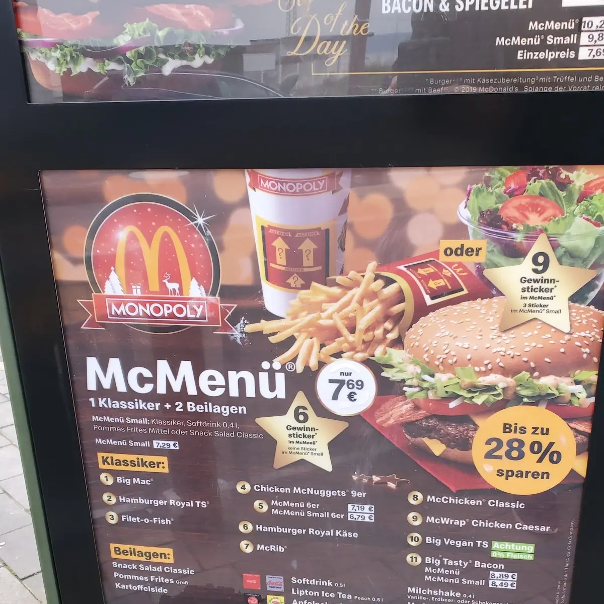 Speisekarte, McDonald's