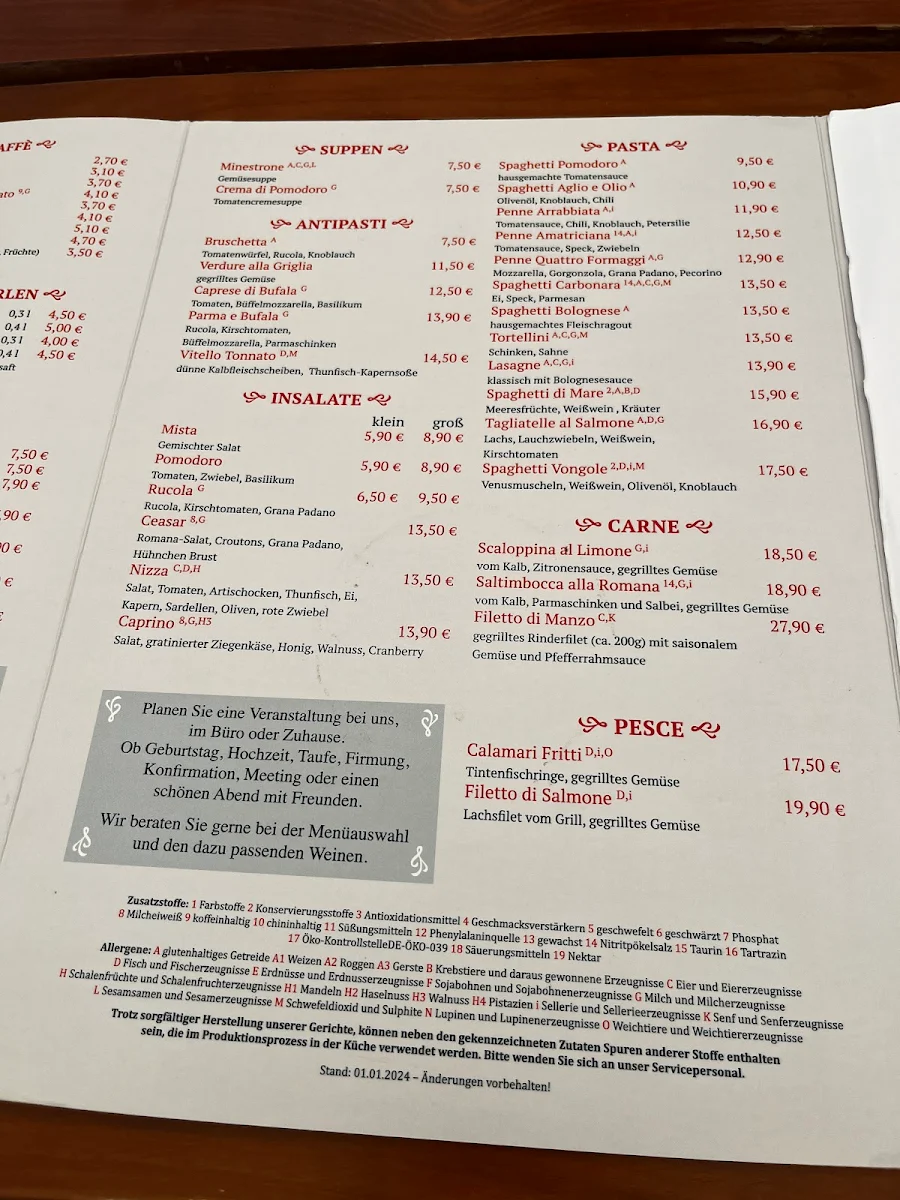 Speisekarte, Gusto Cucina&Pizza