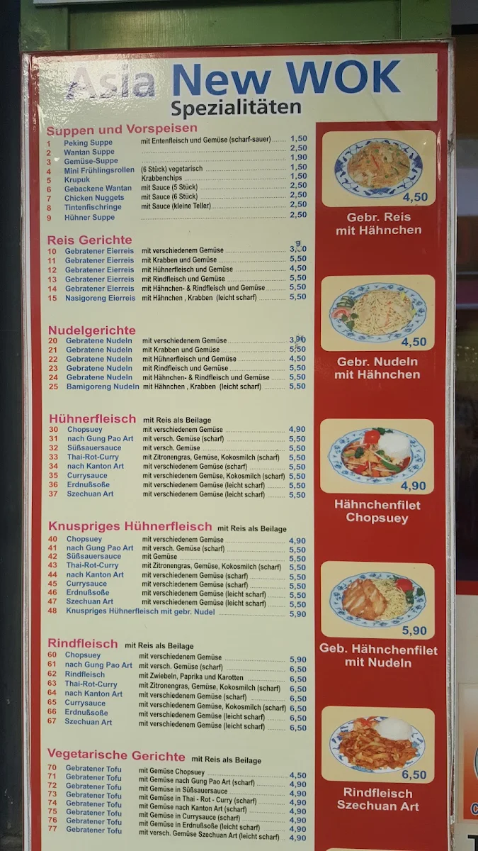 Speisekarte, Asia New Wok