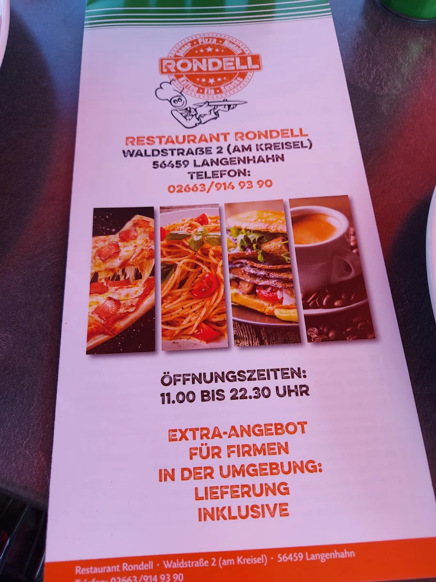Speisekarte, Pizzeria Rondell Langenhahn