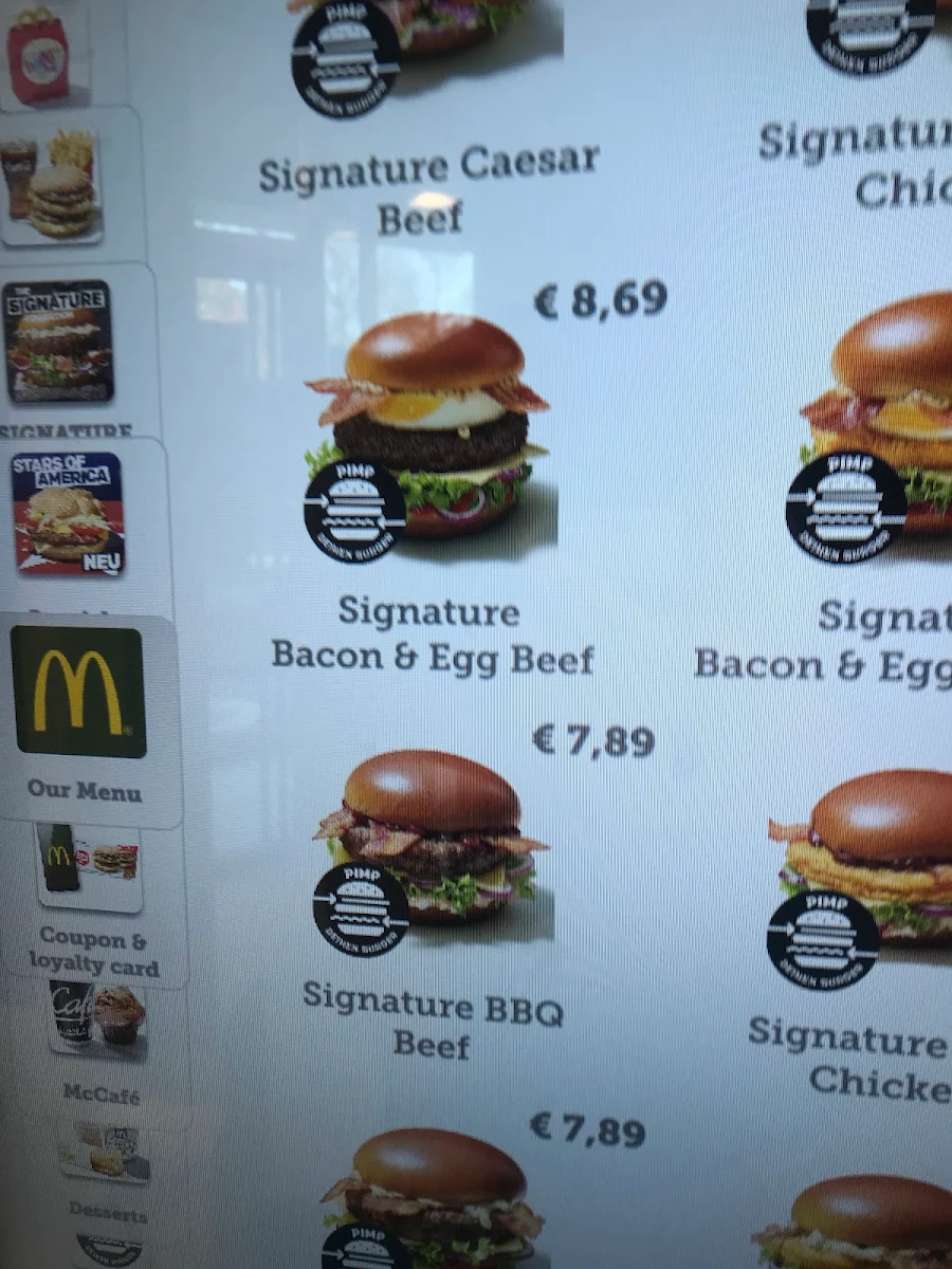 Speisekarte, McDonald's