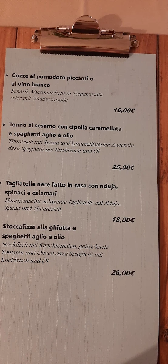 Speisekarte, La Passione Kötz