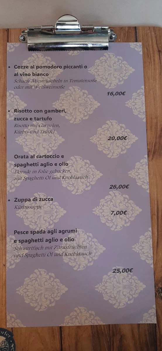 Speisekarte, La Passione Kötz