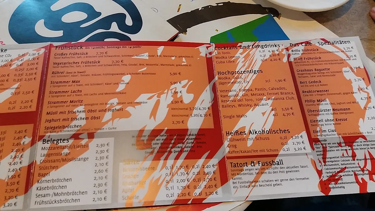 Speisekarte, Das Café – Krefeld