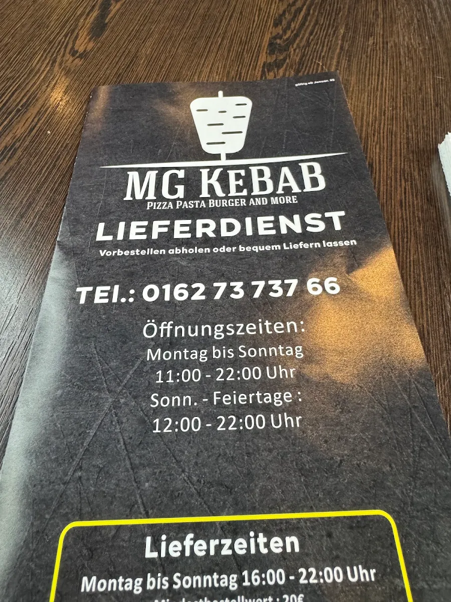Speisekarte, MG Kebab Kassel