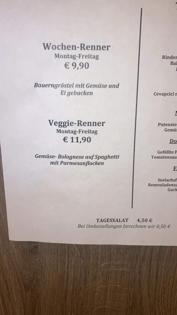Speisekarte, Restaurant Ratsstuben