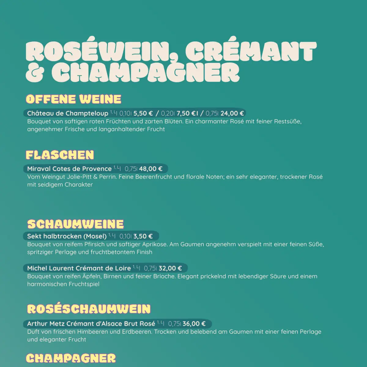 Speisekarte, COQ AU VIN | French Bar & Restaurant - Mönchengladbach