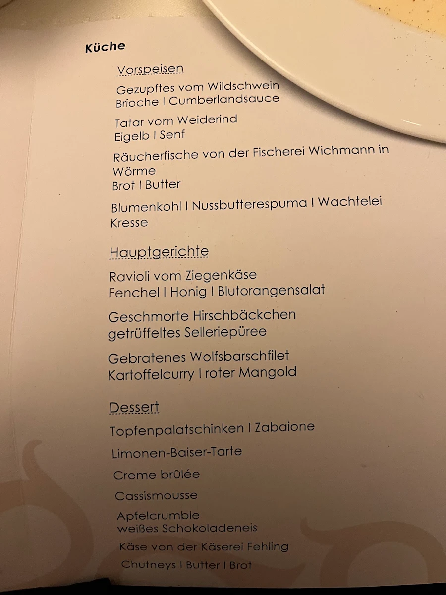 Speisekarte, Restaurant im Hotel Sellhorn