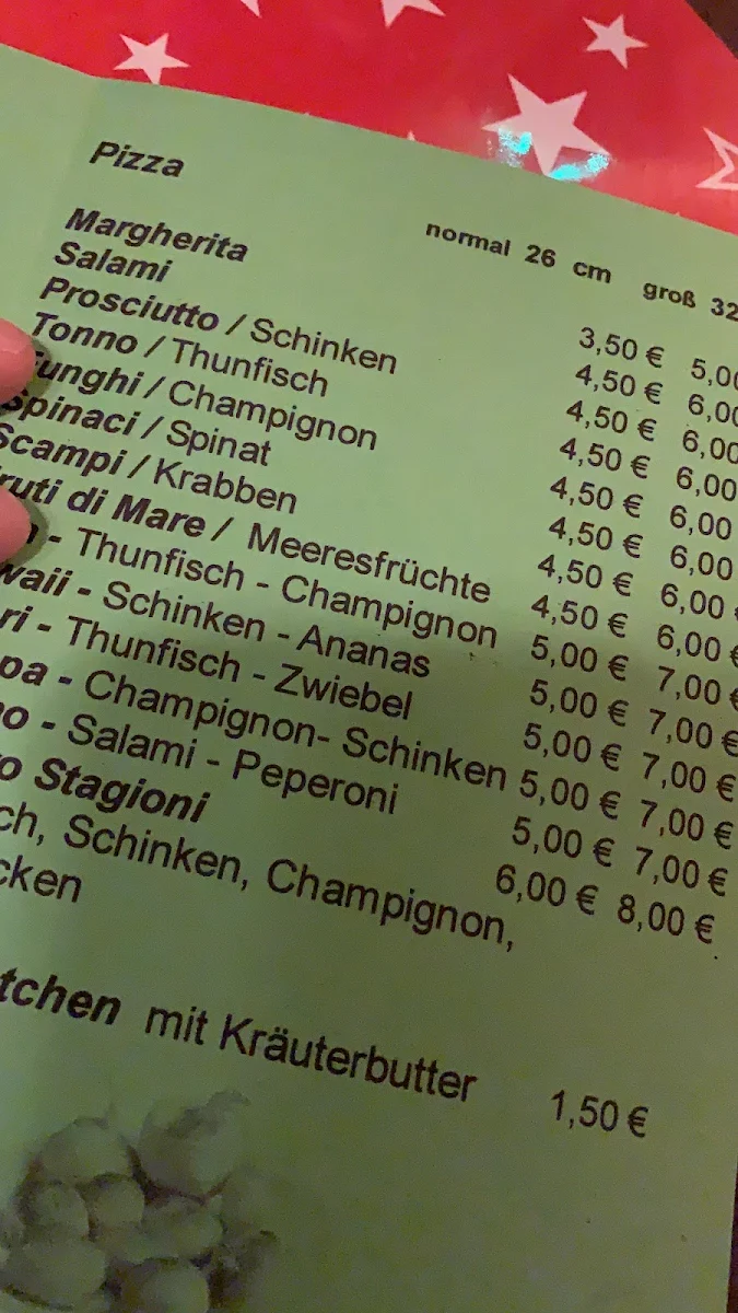 Speisekarte, Pizzeria Toscana