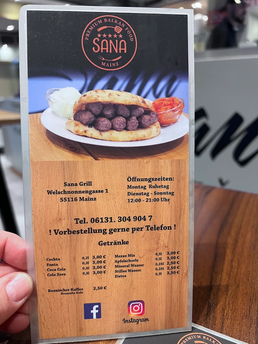 Speisekarte, Sana Ćevapčići & Co. Mainz