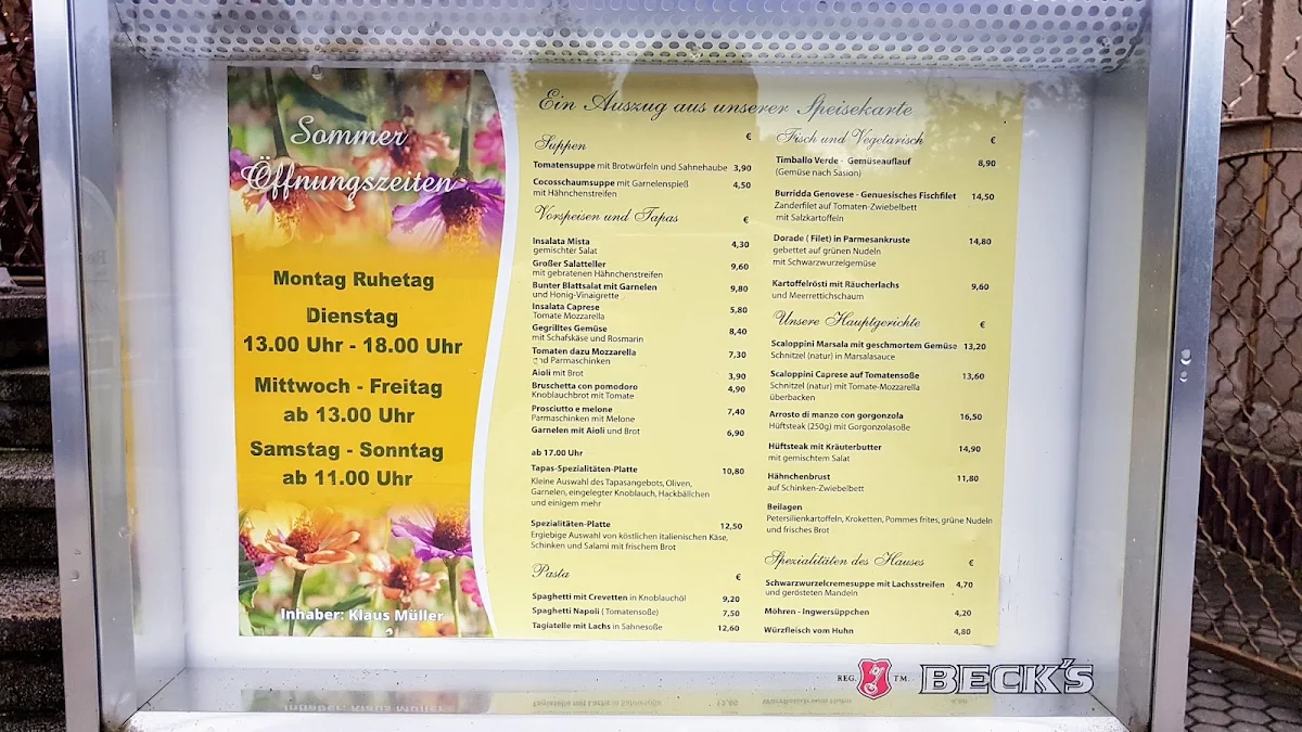 Speisekarte, Eiscafe Müller