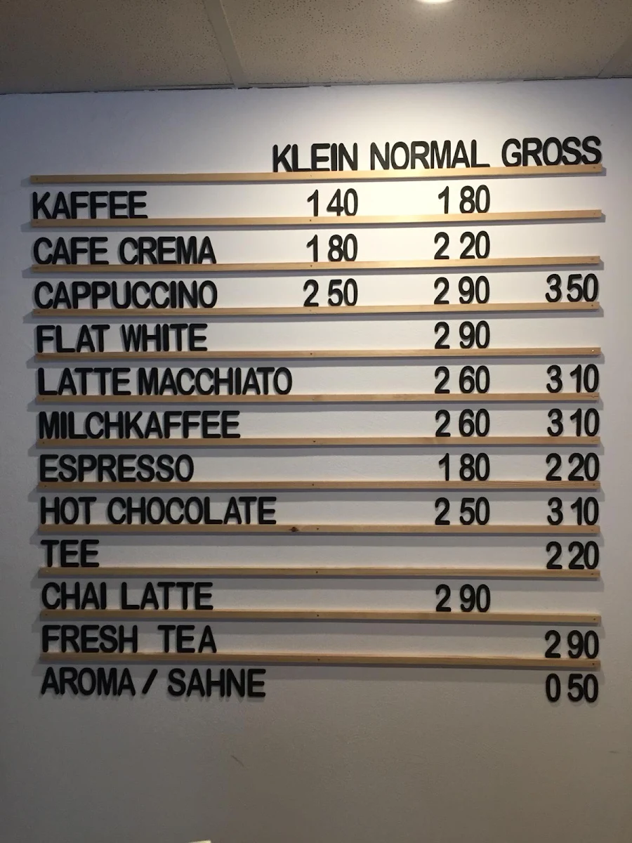 Speisekarte, Café Plus