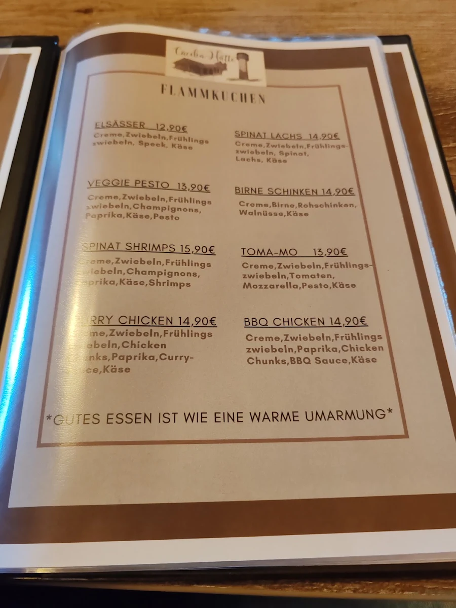 Speisekarte, Cäciliahütte