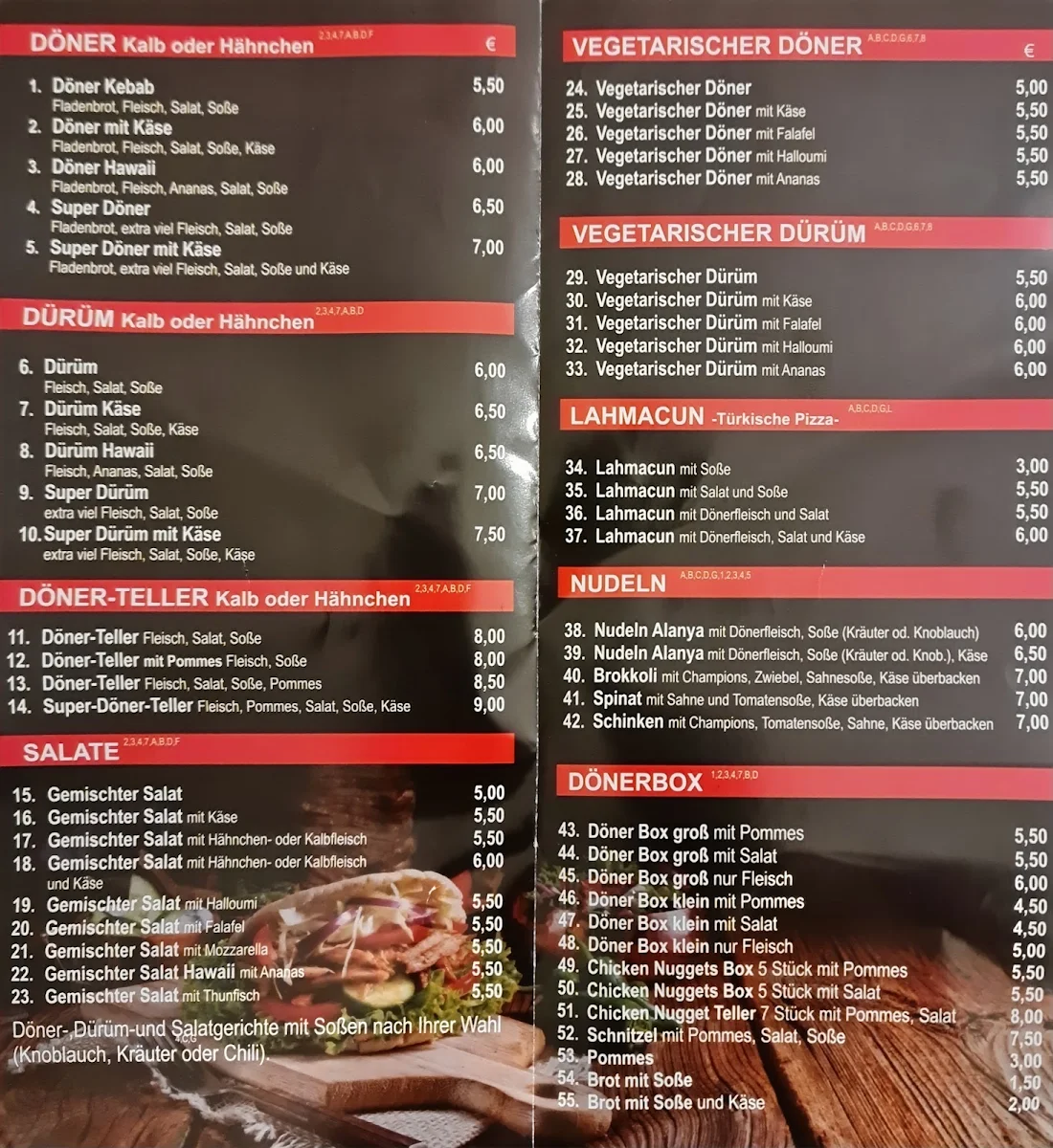 Speisekarte, Alanya Döner Simmel Center Bannewitz