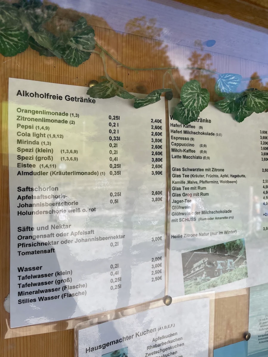 Speisekarte, Cafe Jägerstand
