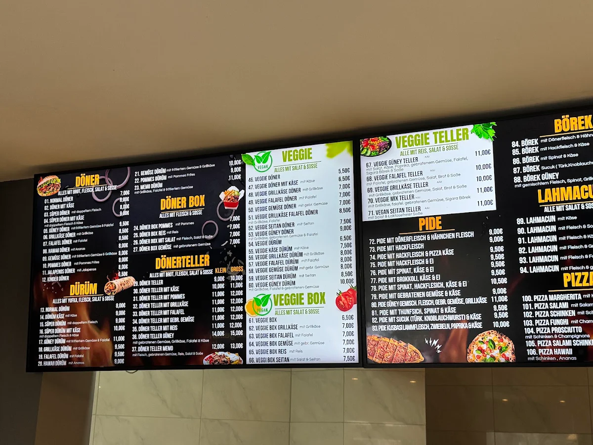 Speisekarte, Güney Kebab Haus