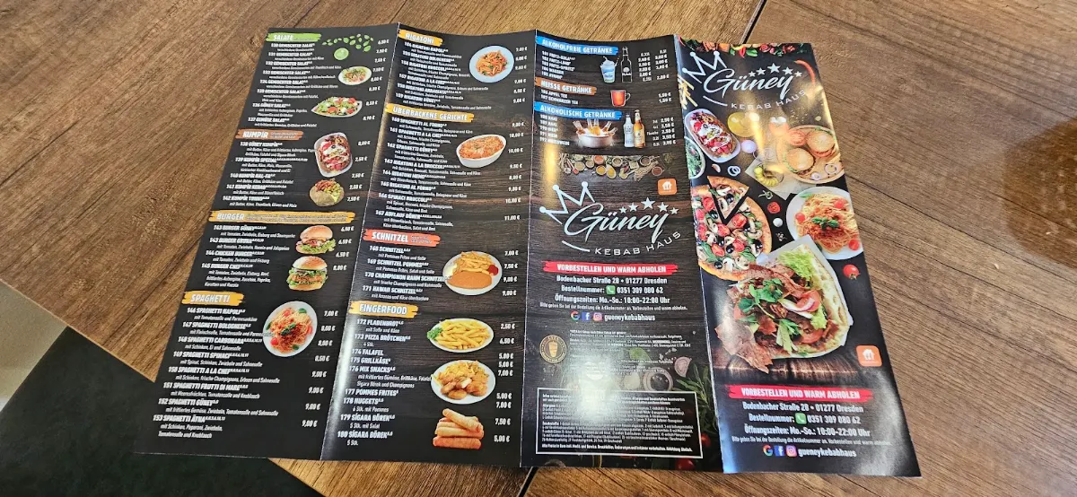 Speisekarte, Güney Kebab Haus