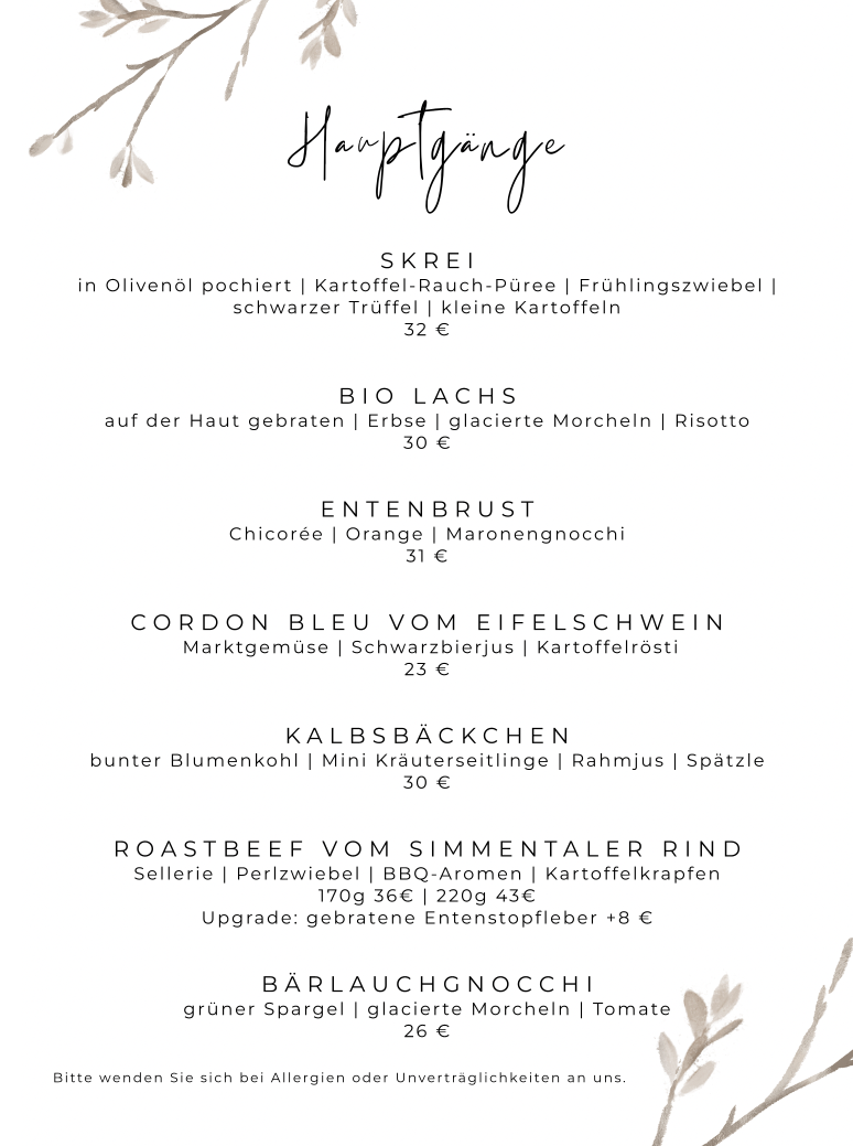 Speisekarte, Brauerei-Ausschank "Zum Simonbräu"
