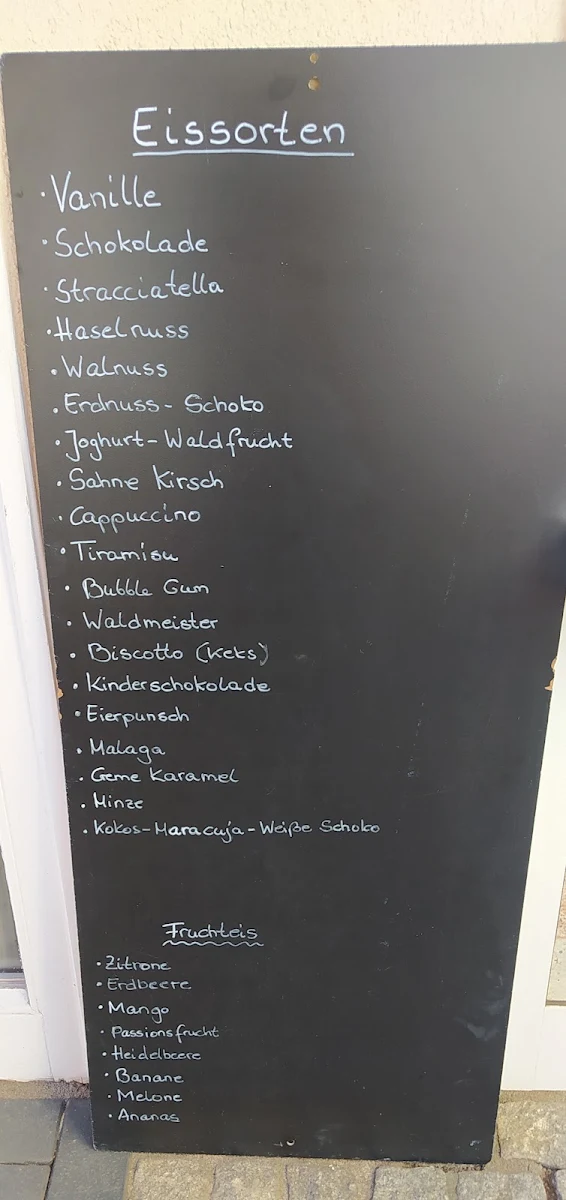 Speisekarte, Eiscafé Paradiso