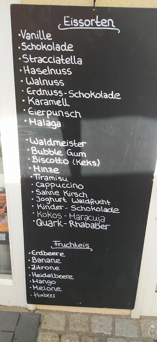 Speisekarte, Eiscafé Paradiso
