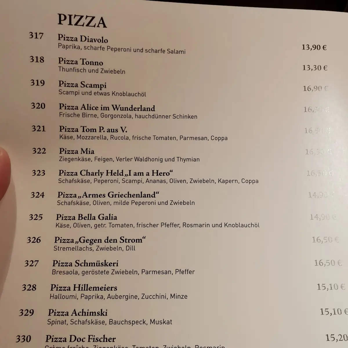 Speisekarte, Böttes Holzsteinofen