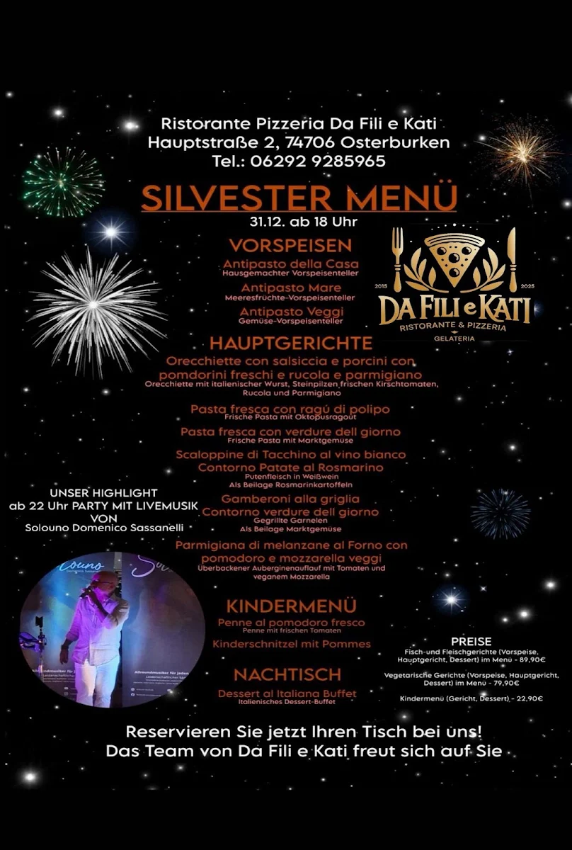 Speisekarte, Ristorante DA FILI e KATI