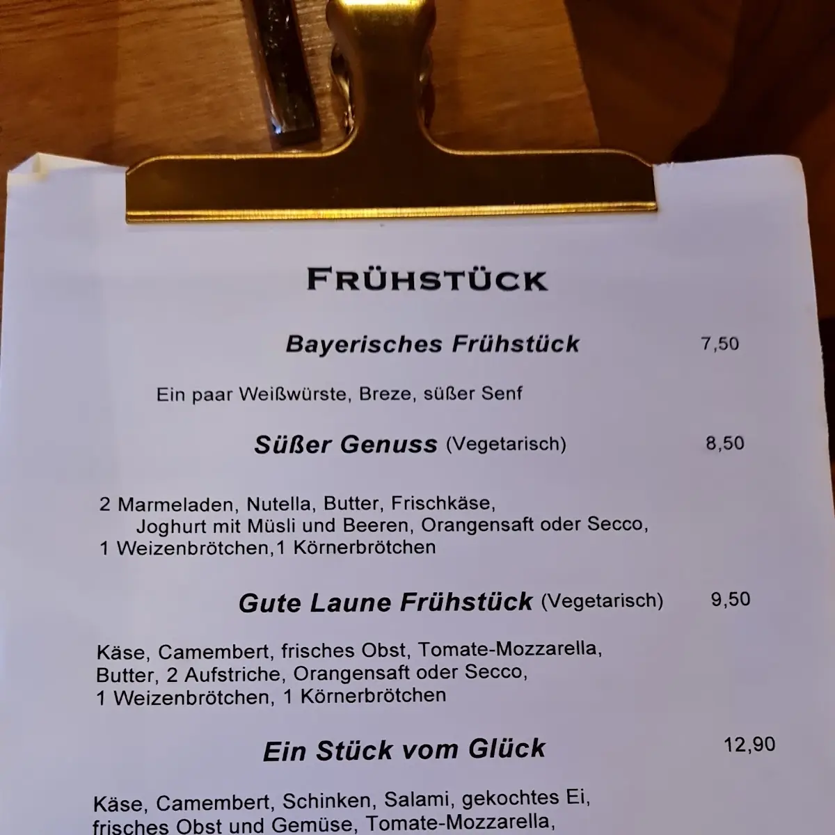 Speisekarte, Gasthaus Zur Traube