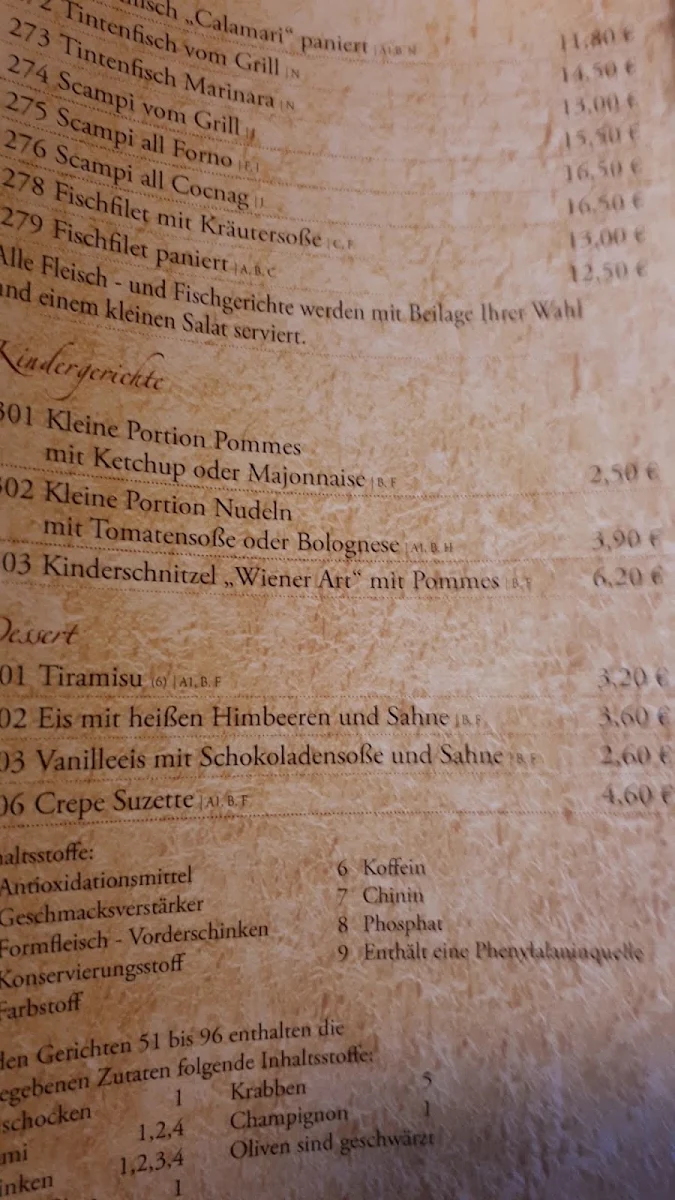 Speisekarte, Restaurant Da Ciccio