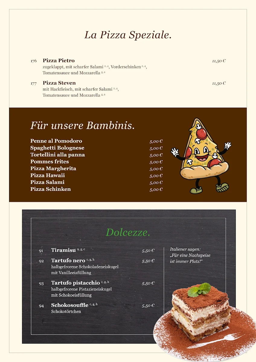 Speisekarte, Pizzeria Francesco