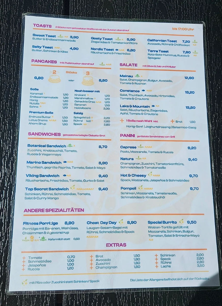 Speisekarte, The Secret Café
