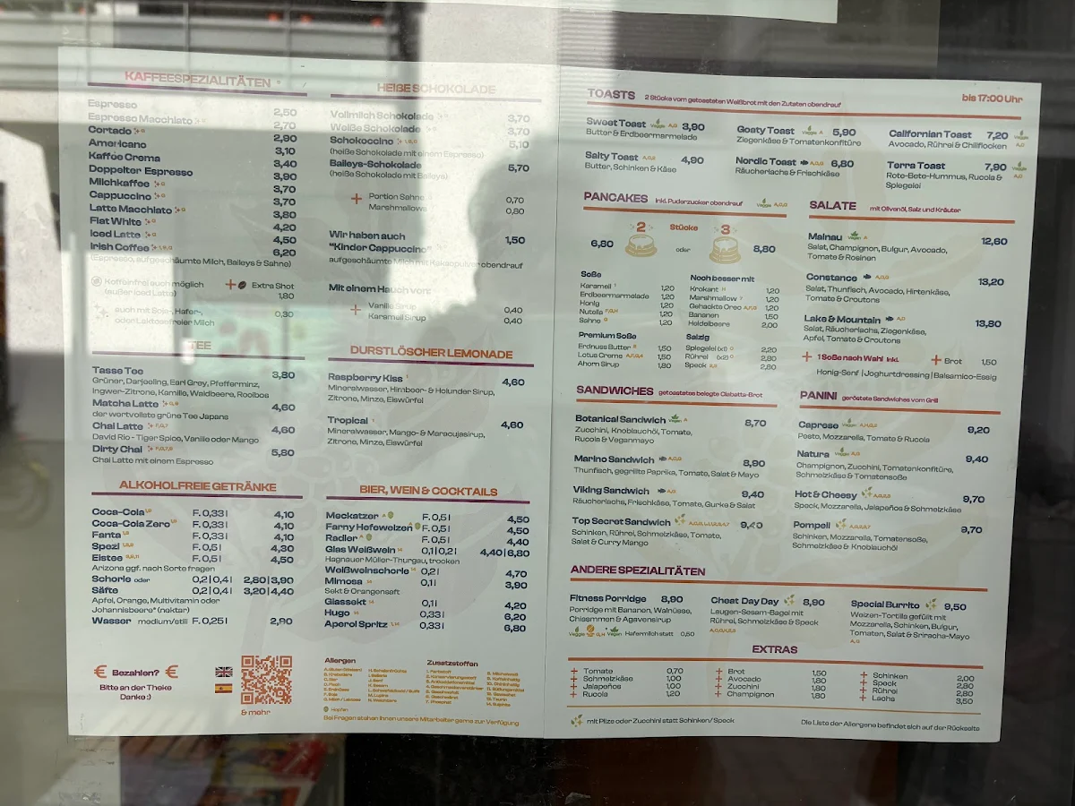 Speisekarte, The Secret Café