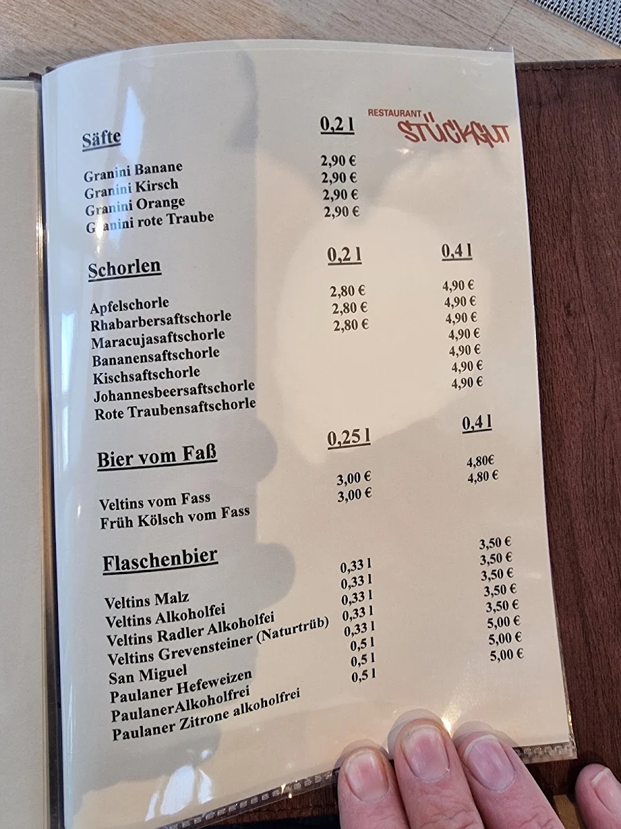 Speisekarte, Stückgut - Solingen