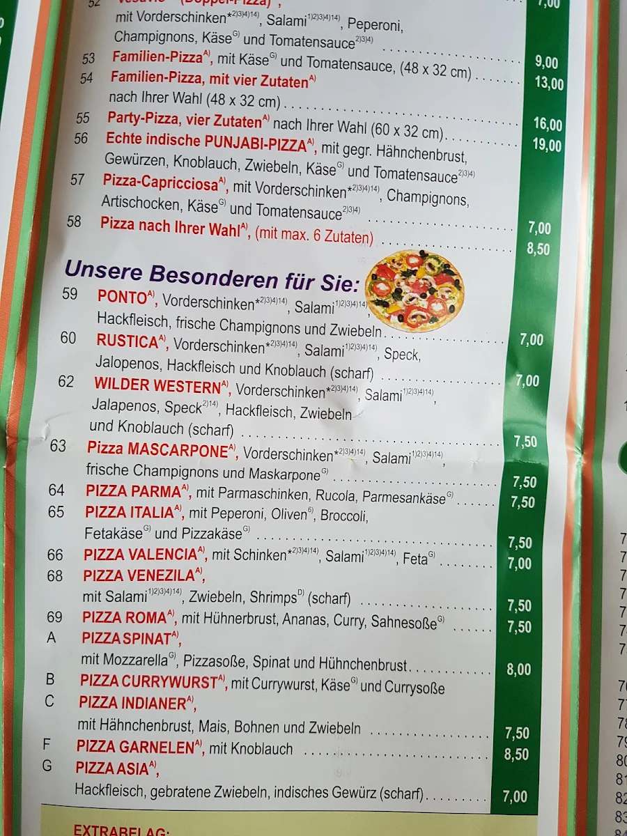 Speisekarte, Plattlinger Pizza Express