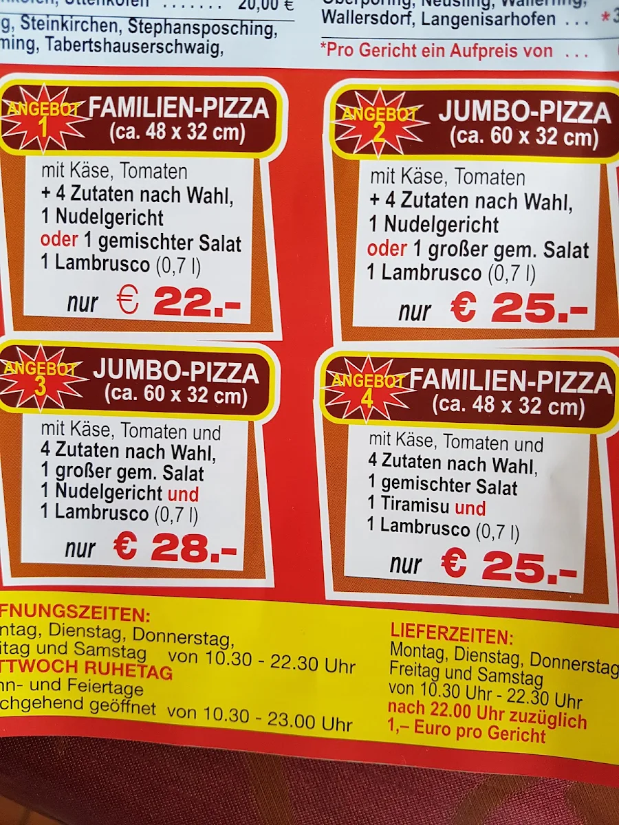 Speisekarte, Plattlinger Pizza Express